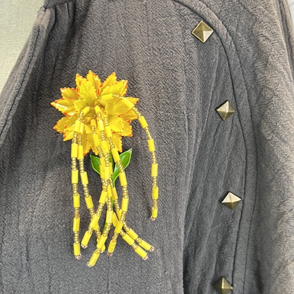 ⭐️Adorned Crown textile gauzy FREE embroidered tassel waist jacket size sm - Picture 7 of 13